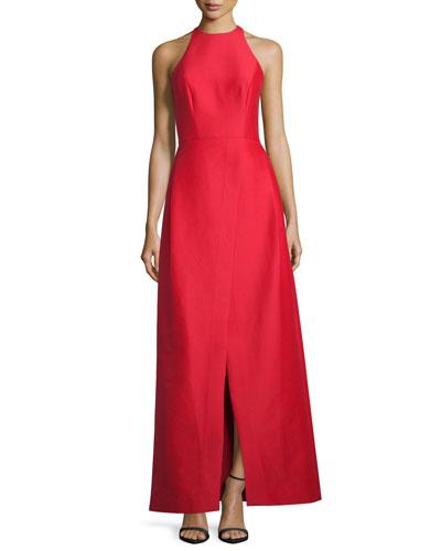 Sleeveless Structured Taffeta Gown,