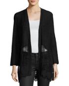 Lace-panel Open-front Cardigan