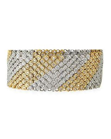 14k Two-tone Multi-row Diamond Bracelet,