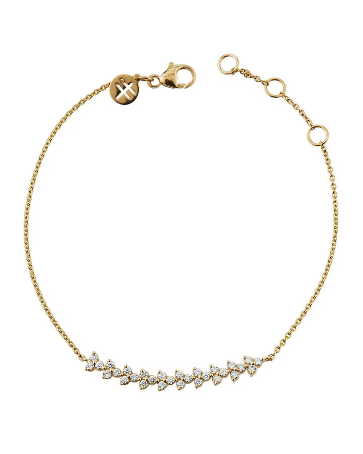 18k Yellow Gold Diamond-trio Bar Bracelet