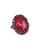 Composite-ruby & Diamond Pave Oval Ring,
