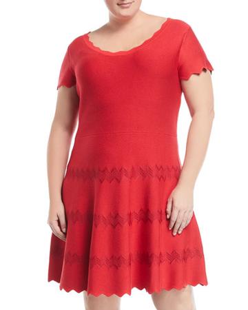 Scallop Sweater Knit Dress,