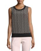 Sleeveless Dotted Silk-front