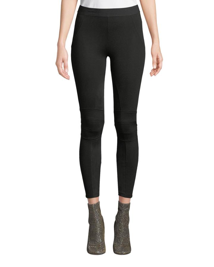 Cropped Moto Leggings With Microsuede Trim