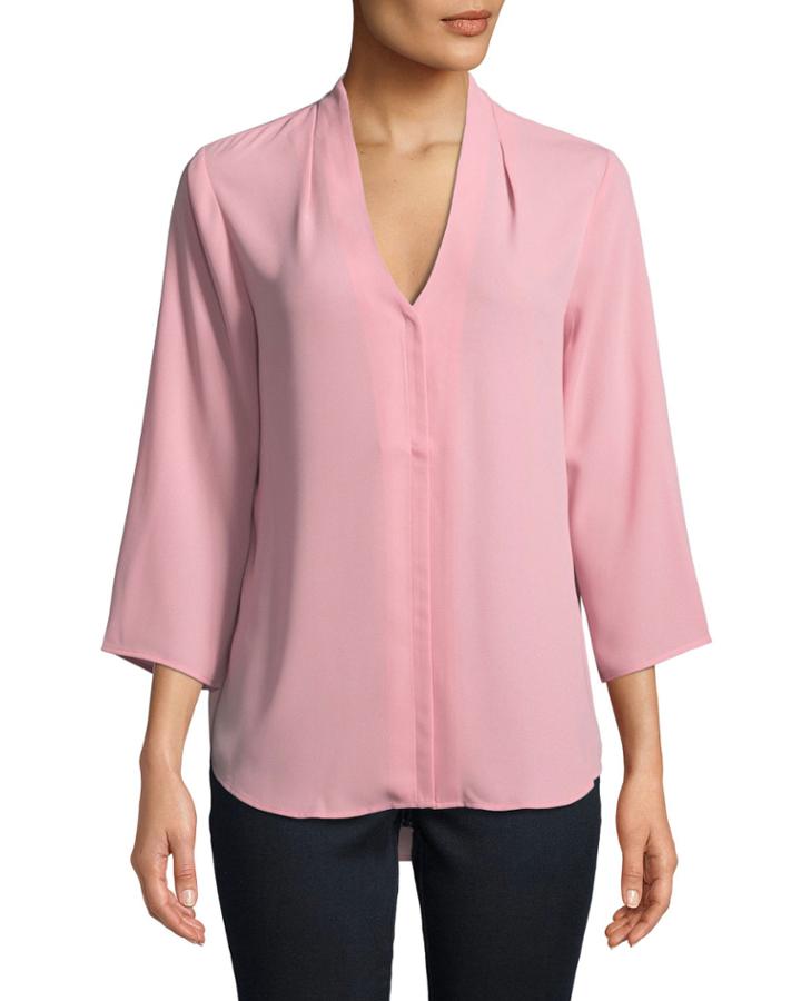 Origami 3/4-sleeve Crepe Tunic