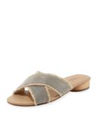 Brina Flat Canvas Slide Sandal, Neutral