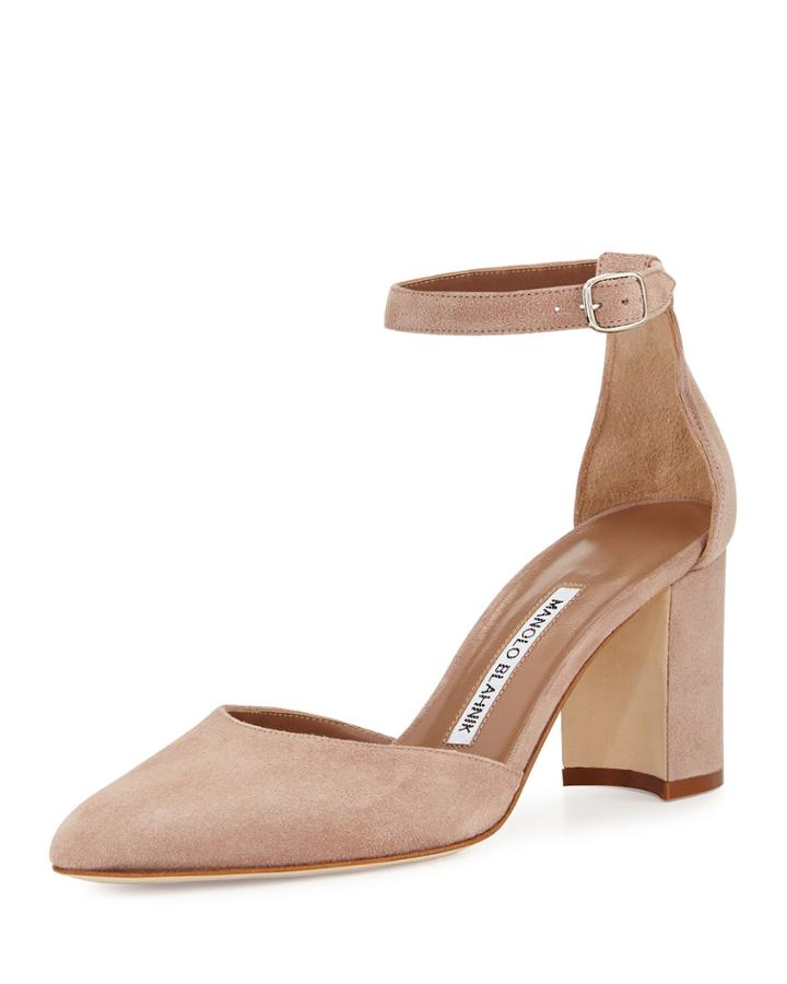 Lausam Suede Ankle-wrap Pump