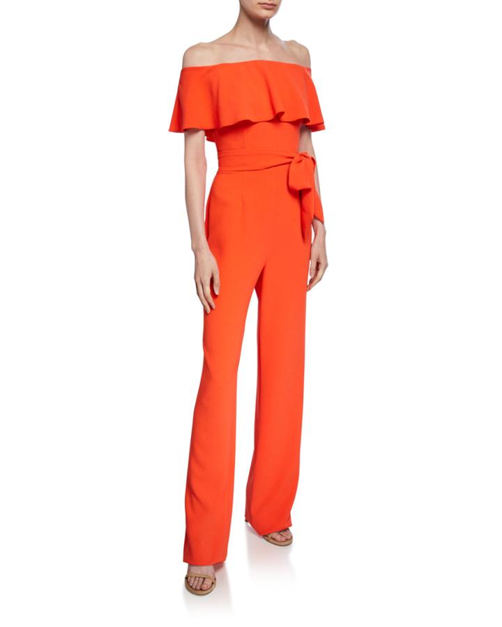 Guests Off-the-shoulder Short-sleeve Popover Jumpsuit