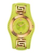 V-signature Watch W/ Leather Strap, Golden/yellow