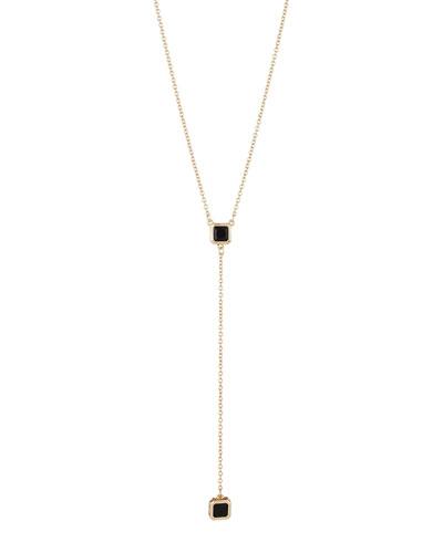 Jeweled Y-drop Necklace, Black
