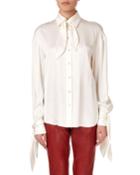 Queens Tie-neck Button-front Blouse