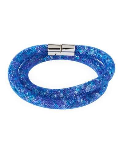 Stardust Convertible Crystal Mesh Bracelet/choker, Blue,