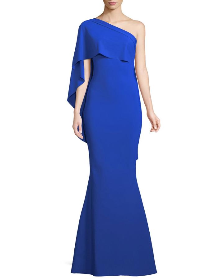 Lamya Asymmetric Mermaid Gown W/ Cape