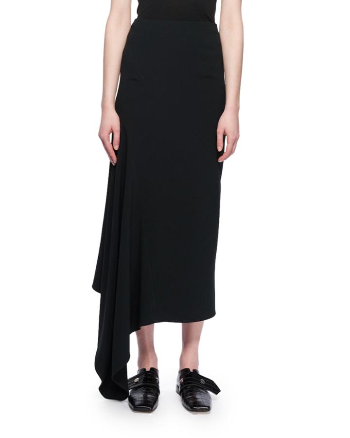 Asymmetric-hem A-line Calf-length Crepe