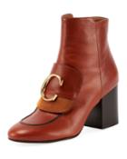 C Leather Zip Booties