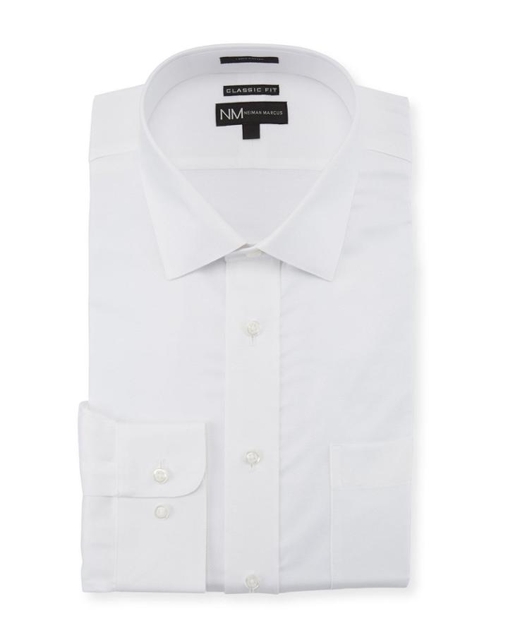 Classic-fit Regular-finish Dobby-texture Solid
