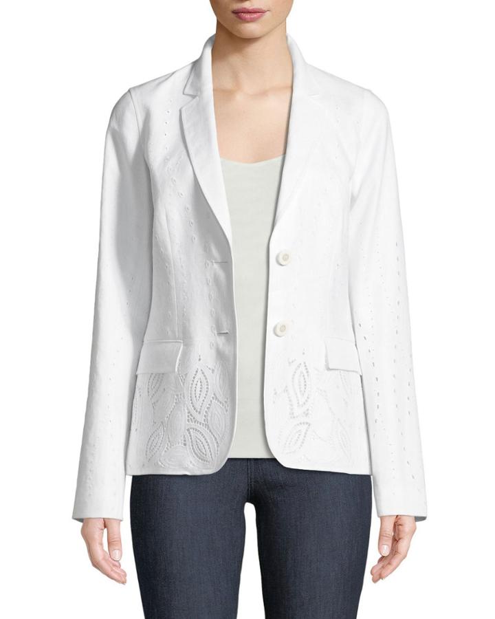 Vangie Lavish Linen Jacket With Embroidery Detail