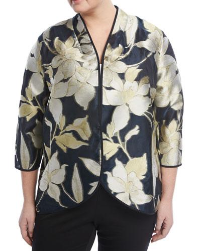 Shayla Floral-print Jacket, Dark Blue,