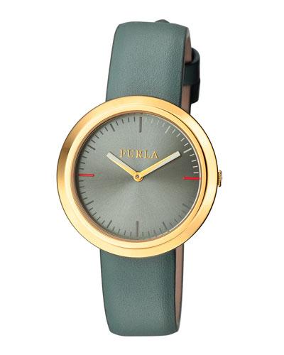 34mm Valentina Leather Watch, Green