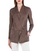 Asymmetric Buckle Closure Leather Cardigan Jacket