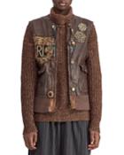 50th Anniversary Hamlin Leather Vest W/ Patches, Beads, And Fringe