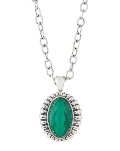 Venus Fluted Oval Malachite Pendant Necklace