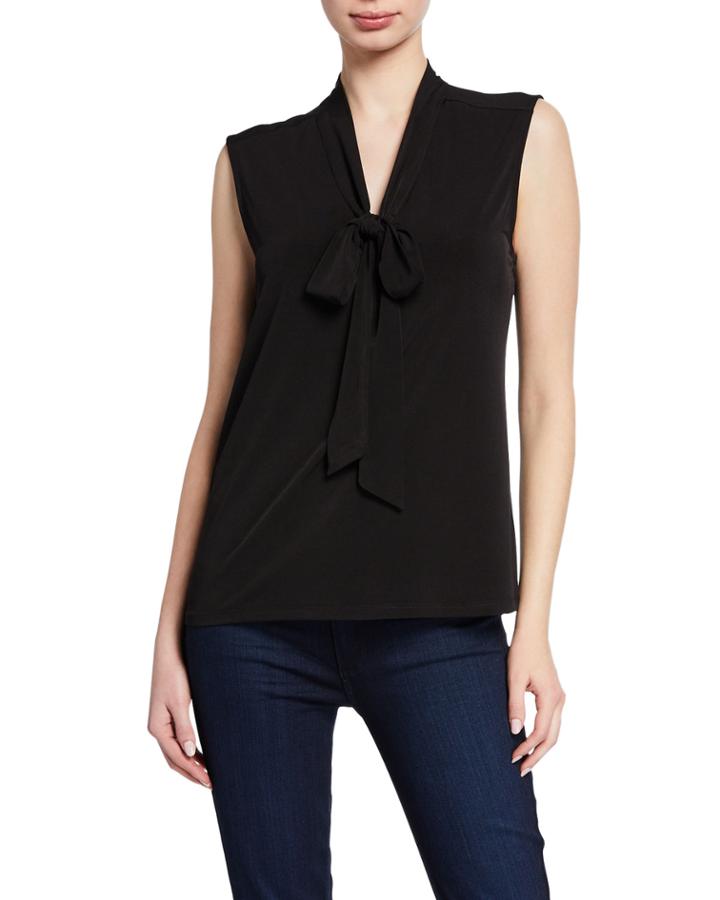 Sleeveless Tie-neck Knit Top