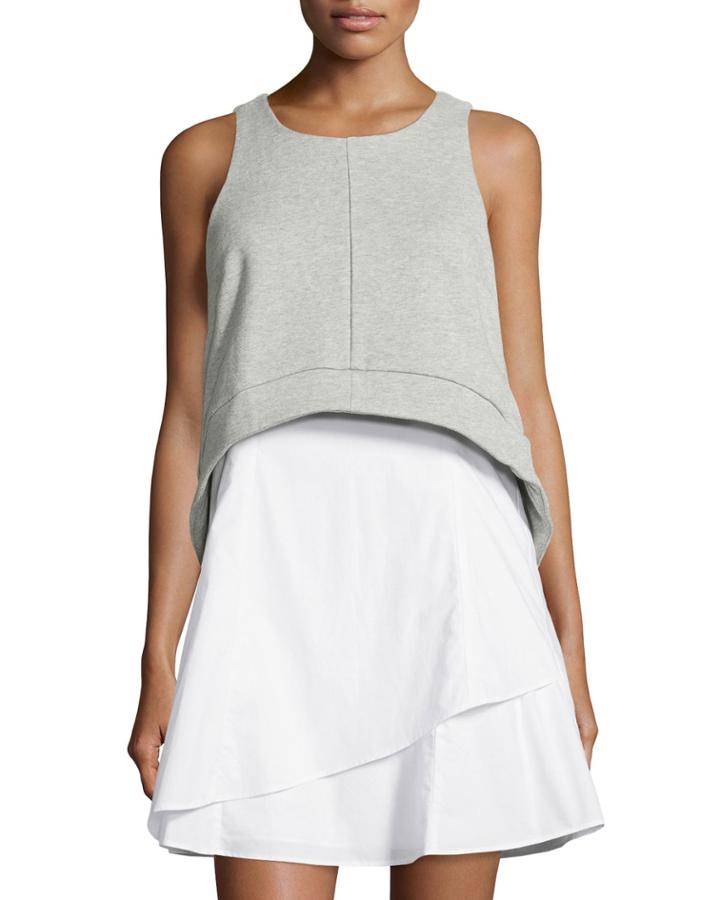 10 Crosby Derek Lam Layered Sleeveless Flounce Dress, Gray/white, Women's, Size: