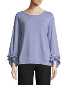 Tie-sleeve Pullover Sweatshirt, Blue