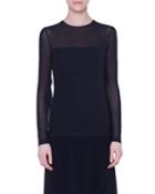 Long-sleeve Tulle-illusion