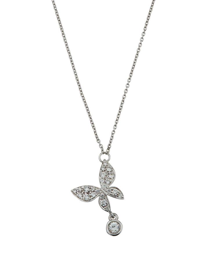 18k White Gold Diamond Butterfly Necklace