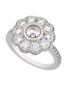 18k White Gold Happy Diamond Flower Ring,