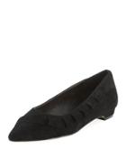 Pioneer Ruffled Suede Point-toe Flat