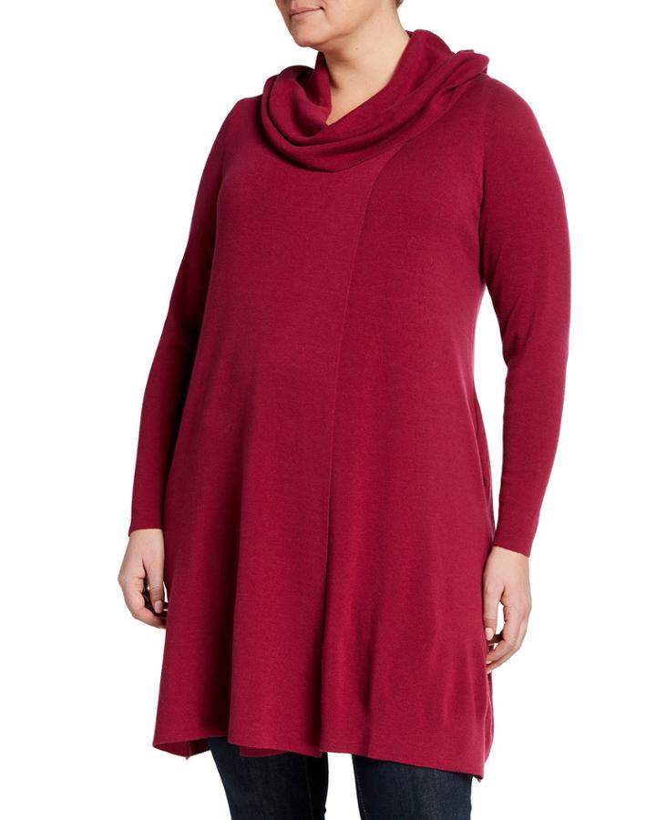 Plus Size Cowl-neck Long Wool