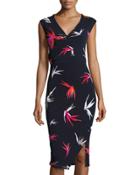 Dorinda Floral-print Dress, Navy