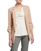 Tab-sleeve Open-front Blazer