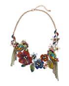 Crystal Flower And Parrot Necklace