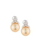 18k White Gold Diamond & Gold Pearl Earrings