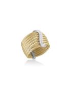 Classique Multi-row Micro-cable Ring W/ Pave Diamonds,