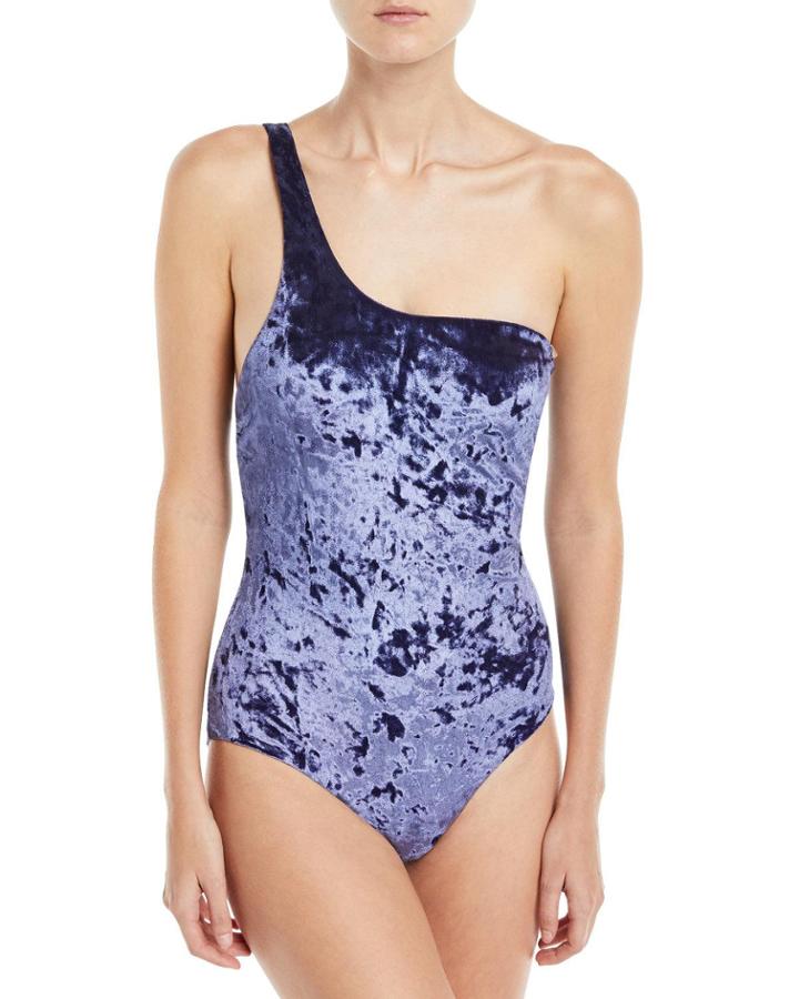 One-shoulder Crushed Velvet One-piece Maillot