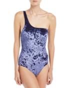 One-shoulder Crushed Velvet One-piece Maillot