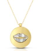 14k Mother-of-pearl Lips Pendant Necklace