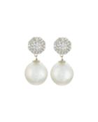 18k Octagonal Diamond & South Sea Pearl Drop Earrings