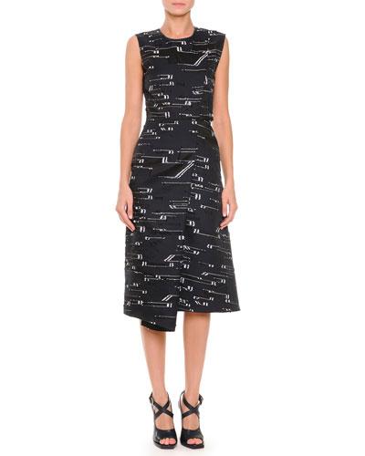 Asymmetric-fold Slit-back Fil Coupe Dress