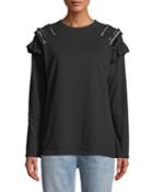 Shoulder-fringe Crewneck