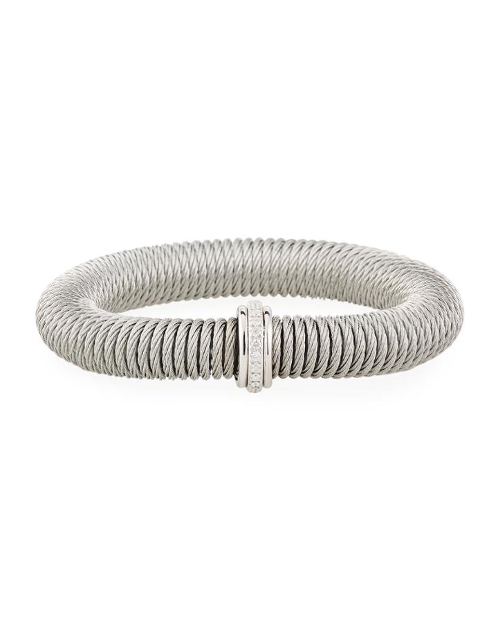 Kai Steel & 18k Gold Diamond Spring-coil Bangle