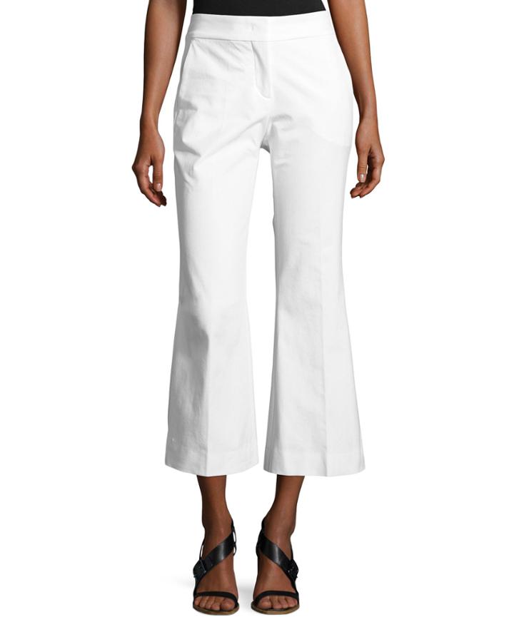 Mid-rise Flared-leg Cotton Gabardine Pants