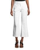 Mid-rise Flared-leg Cotton Gabardine Pants