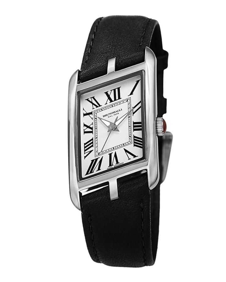 Sofia Asymmetric Watch W/ Leather Strap, Black/silver
