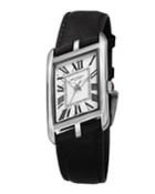 Sofia Asymmetric Watch W/ Leather Strap, Black/silver
